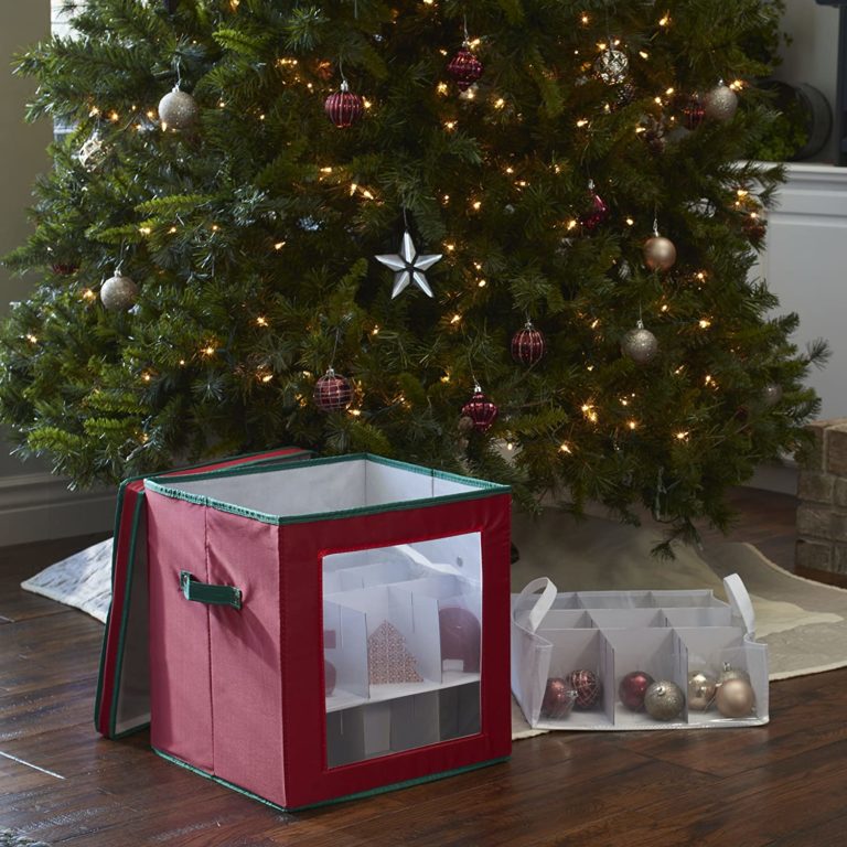 Household Essentials 552RED Medium Christmas Tree Ornament Storage Box