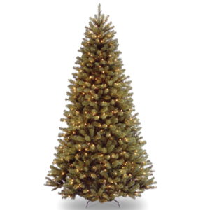 National Tree Company Pre-Lit Artificial Full Christmas Tree, Green, North Valley Spruce, White Lights, Includes Stand