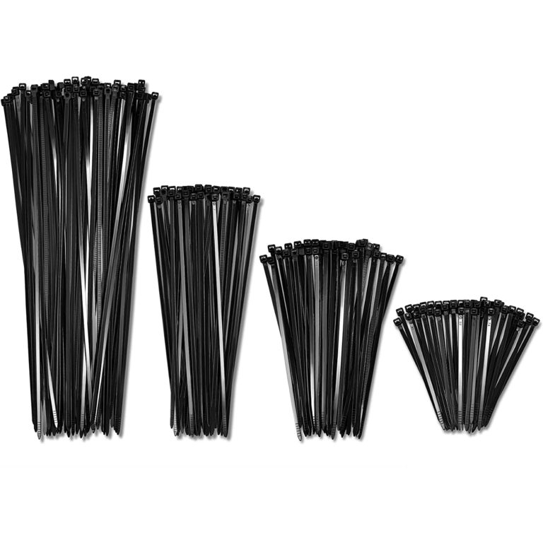 400 4-12" Assortment Outdoor Self-Locking Black Nylon Cable Zip Ties with 40lbs Tensile Strength