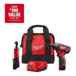 Milwaukee M12 12V Cordless 3/8" Ratchet/Screwdriver Combo Tool Kit