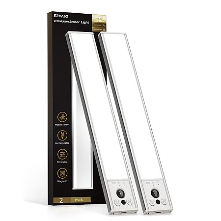 2-Pack Ezvalo 10" Rechargeable Magnetic LED Motion Sensor Lights