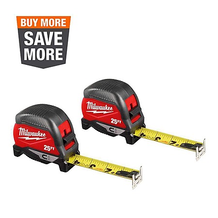 2-Pack Milwaukee 25' Compact Magnetic Tape Measure