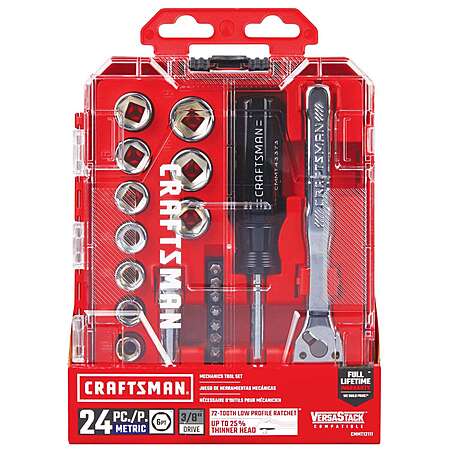 24-Piece CRAFTSMAN 3/8" Drive Mechanics Tool Set (Metric or SAE)