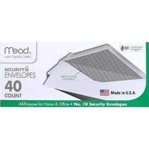 40-Count Mead #10 All-Purpose Security Printed Lining Envelopes for Home/Office