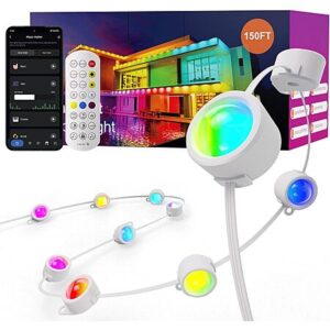 Fitop RGB Smart Permanent Outdoor String Lights: 150" $28, 100'