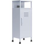 Novogratz Cache Metal Locker-Style Mobile Storage Cart w/ Wheels & USB Ports