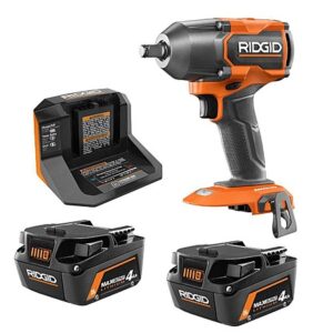 RIDGID 18V Kit w/ 2 4Ah MAX Output Batteries & Brushless Mid Torque Impact Wrench