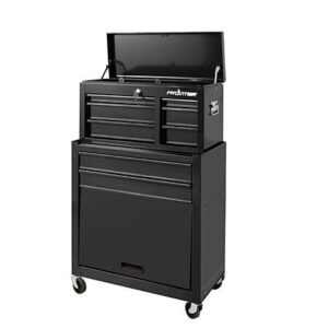 24" Frontier 5-Drawer Rolling Tool Chest and Cabinet Combo (Black)