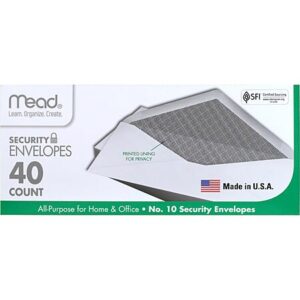 40-Count Mead #10 All-Purpose Security Printed Lining Envelopes for Home/Office