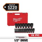 Select Home Depot Stores: 19pc Milwaukee SHOCKWAVE 1/2" SAE Impact Socket Set