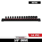14-Piece Milwaukee SHOCKWAVE 3/8" Drive Metric 6-Point Impact Socket Set