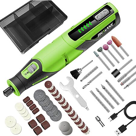 Phalanx 2500mAh Cordless Rotary Tool w/ 64-Piece Accessories (Green)