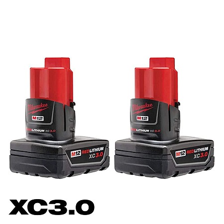 Select Locations: 2-Pack Milwaukee M12 12V Li-ion XC 3.0 Ah Battery Pack
