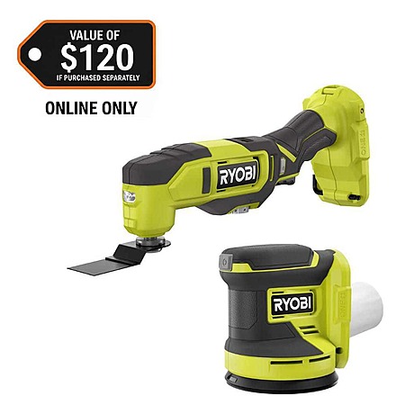 RYOBI ONE+ 18V Cordless Multi-Tool + RYOBI 5" Random Orbit Sander (Tools Only)