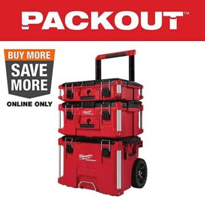 3-Pc 22" Milwaukee PACKOUT ProSystem Rolling Tool Box System + Filler Item