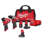 Milwaukee M12 FUEL 12V Brushless Hammer Drill/Impact Driver Kit w/ 3 Batteries