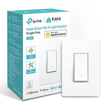 Kasa Apple HomeKit Smart Light Switch KS200 White $14.35 + Free S&H w/ Prime or $35+