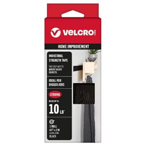 VELCRO 4'x2'' Roll Indoor/Outdoor Industrial Strength Tape (Black)