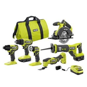 6-Tool RYOBI ONE+ 18V Cordless Combo Kit w/ 1.5Ah + 4.0Ah Batteries & Charger