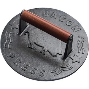 7" Bellemain Heavy-Duty Cast Iron Bacon / Burger Press w/ Wooden Handle