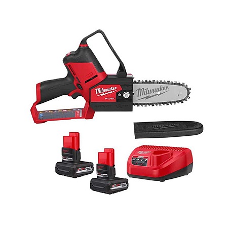 Milwaukee M12 6" 12V Brushless Pruning Chainsaw w/ 2x 5Ah Batteries & Charger