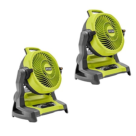 2-Pk RYOBI ONE+ 18V Cordless 7.5" Bucket Top Misting Fans (Tool Only)