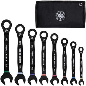8-Piece Klein Tools SAE Ratcheting Combination Wrench Set