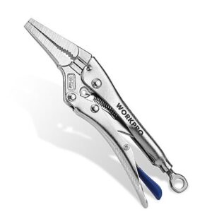 WORKPRO 6.5" Long Nose Locking Pliers, CR-MO Steel Construction with Perforated Screw, Multipurpose Clamping Tool for Automotive, Welding, and Home DIY