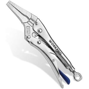 6.5" WORKPRO Steel Long Nose Locking Pliers w/ CR-MO Steel Jaws